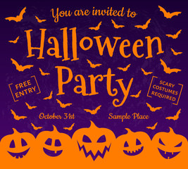 Poster with shadow of pumpkins - invitation for Halloween Party. Vector.