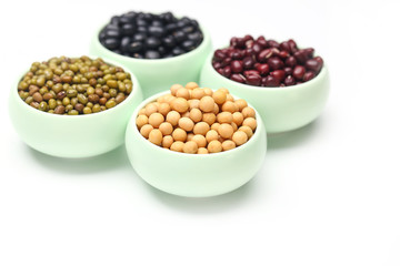 various beans isolated on white background