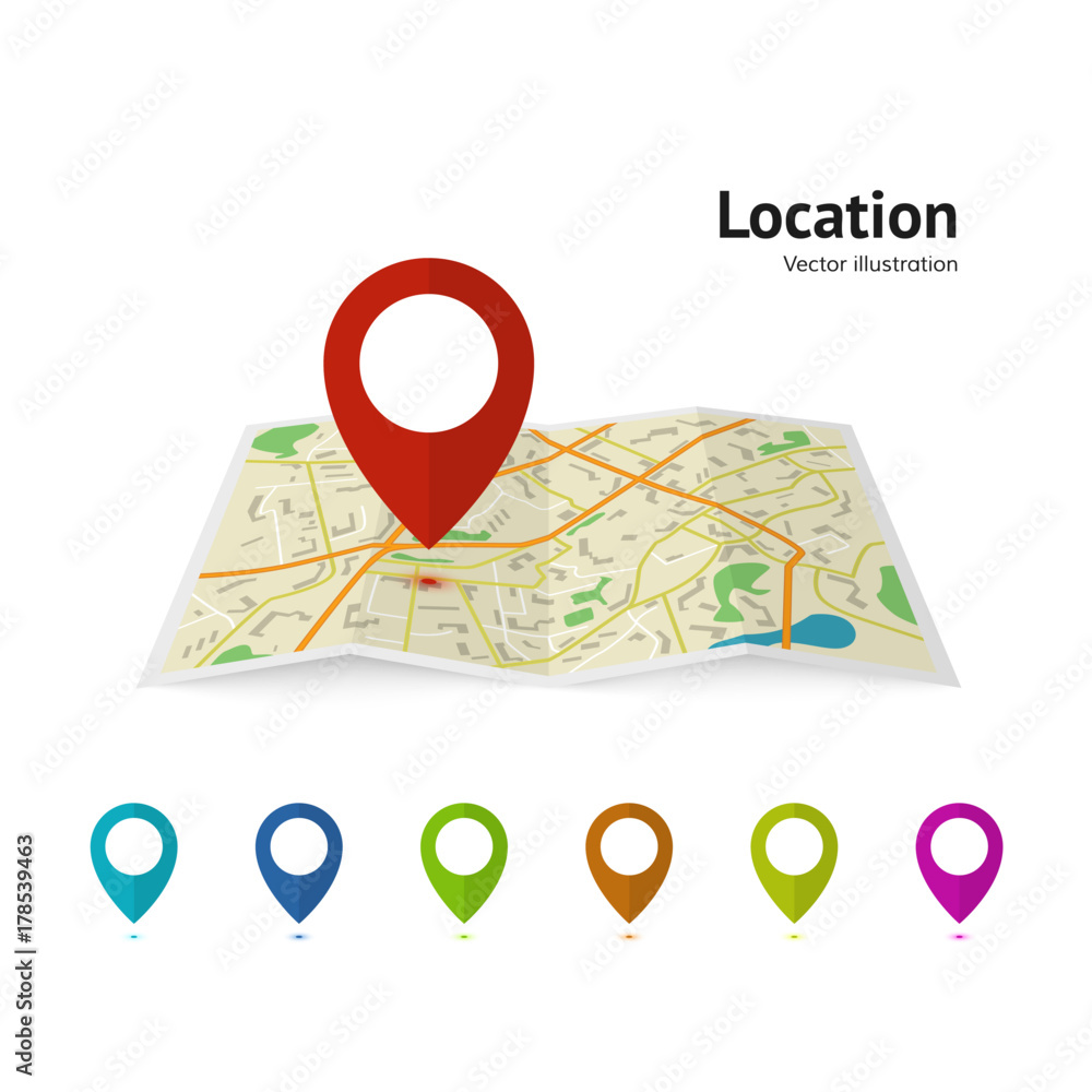 Poster set of marker pointer on map. map vector illustration. modern plan pin pointer roadmap. gps navigati