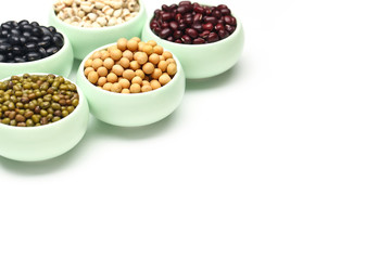 various beans isolated on white background