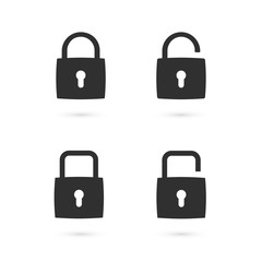 Set of flat padlock icons. Vector