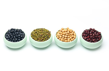 various beans isolated on white background