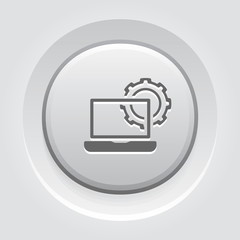 Computer Engineering Icon. Gear and Laptop. Development Symbol.