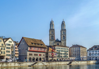 Embankment of Limmat river, Zurich, Switzerland