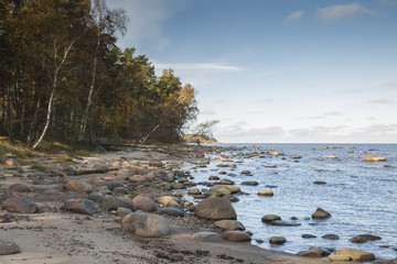 The Gulf of Riga. It is a rocky shore, witness ice age.