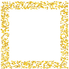 Background with Golden glitter, confetti. Gold polka dots, circles, round. Bright festive, festival pattern Vector illustration