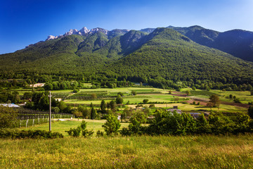 Fototapeta na wymiar Green alpine landscape in Trento