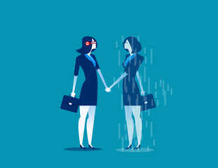 Virtual reality. Business dealings with technology. Concept business. Flat design style.