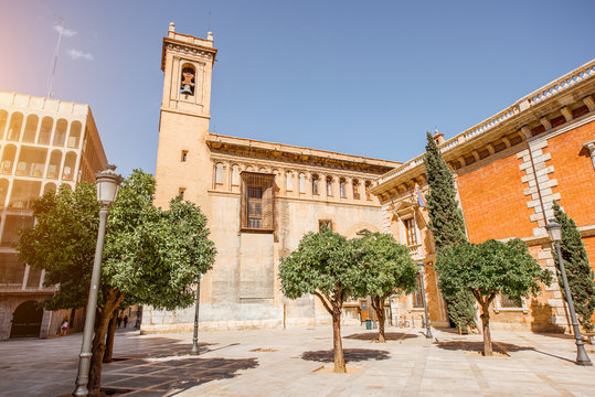 View on the old University building on the Patriarca square in Valencia, Spain