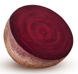 Fresh red beet root cut in half