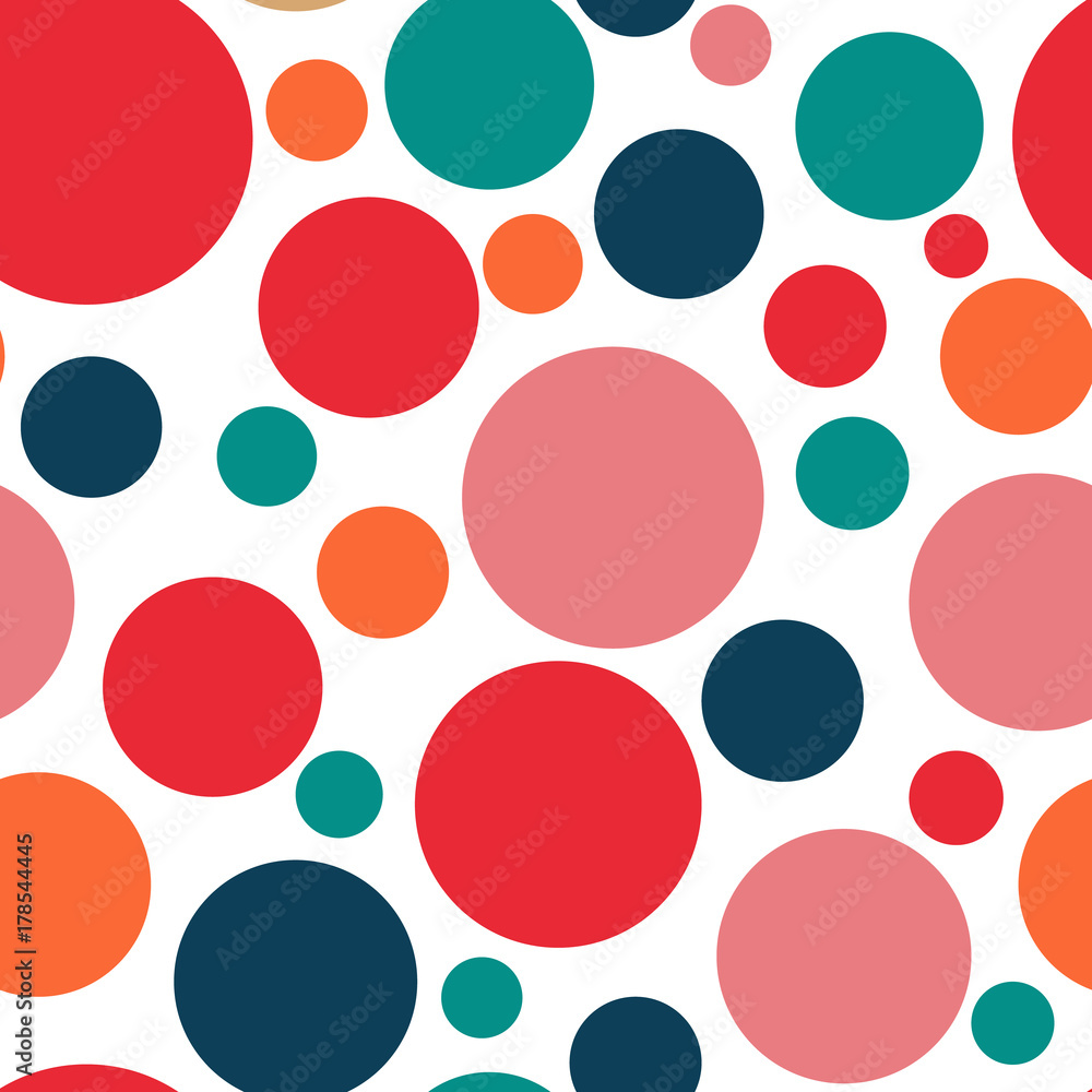 Poster polka dots seamless texture - simple vector background. abstract background with colorful circles. s