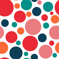 Polka dots seamless texture - simple vector background. Abstract background with colorful circles. Seamless pattern