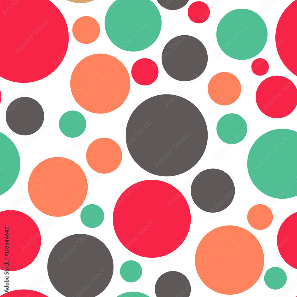 Poster polka dots seamless texture - simple vector background. abstract background with colorful circles. s