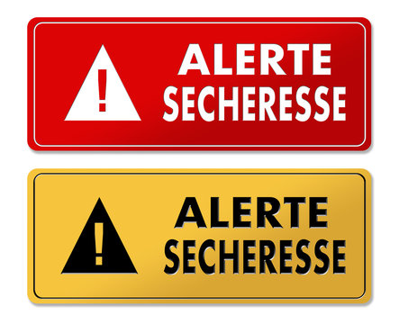 Drought Alert warning panels in French translation