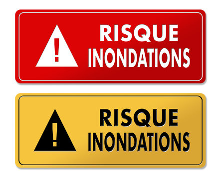 Flood Risk warning panels in French translation