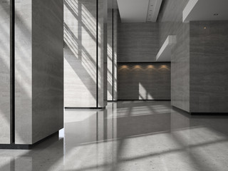 Interior of a lobby hotel reception 3D illustration