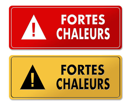 High Heat Alert warning panels in French translation