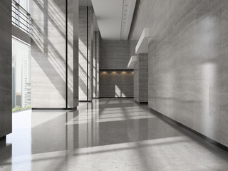 Interior of a lobby hotel reception 3D illustration