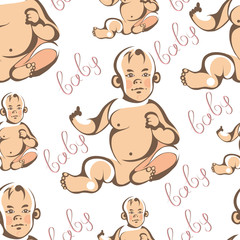 Seamless pattern with small children 20