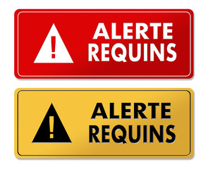 Shark Alert warning panels in French translation