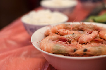  Shrimp in Chinese family dinner