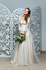 beautiful girl in wedding gown