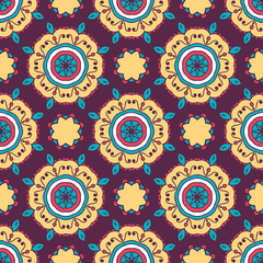 Abstract stylized floral seamless pattern. Hand drawn vector illustration