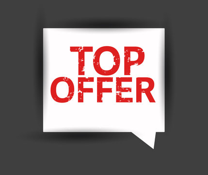 Top offer red stamp on simple background