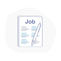 Search for Job, Recruitment, Search better candidate for open position. We are hiring, hr vector concept. Flat modern outline icon illustration. Business template.