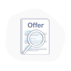 Job offer icon concept, Search for Job, Recruitment, Search better candidate for open position. We are hiring, hr vector concept. Flat modern outline icon illustration. Business template.