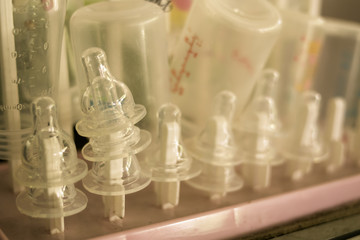 dried baby bottle of milk set