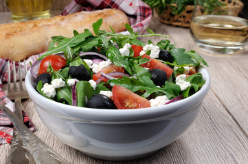 Greek salad with arugula