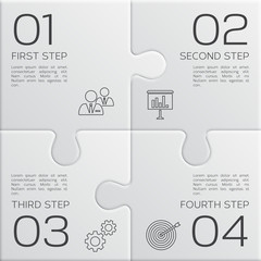 Modern business infographic for your presentation. Four steps to success. Puzzle pieces. Vector.