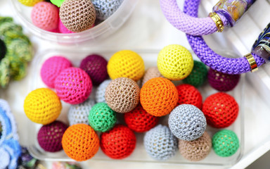 Fototapeta na wymiar Colorful Knitted beads