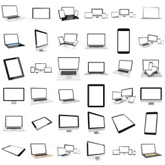 Modern digital silver tech device pack 3D rendering