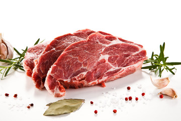 Fresh raw pork isolated on white background