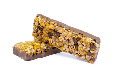  Healthy chocolate cereal stick isolated on white background