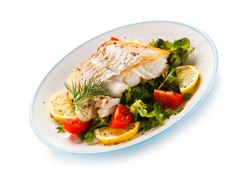 Fish dish - fried fish fillet and vegetables