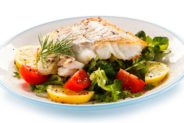 Fish dish - fried fish fillet and vegetables