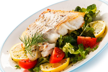 Fish dish - fried fish fillet and vegetables