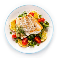 Fish dish - fried fish fillet and vegetables