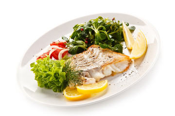 Fish dish - fried fish fillet and vegetables