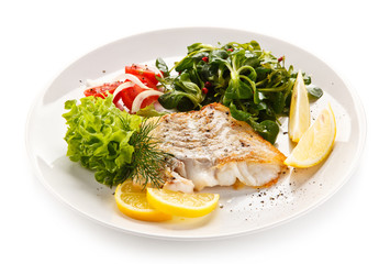 Fish dish - fried fish fillet and vegetables