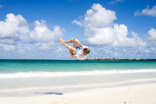 Flip on beach in Cuba