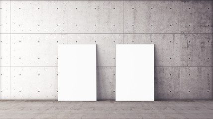 White isolated posters with black frame mockup