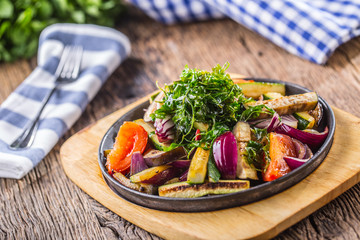Grilled vegetable on pan in hotel or restaurant