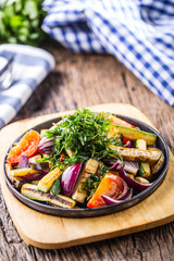 Grilled vegetable on pan in hotel or restaurant