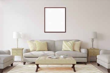 White isolated posters with black frame mockup