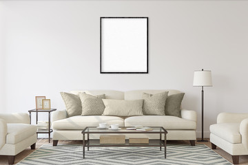 White isolated posters with black frame mockup