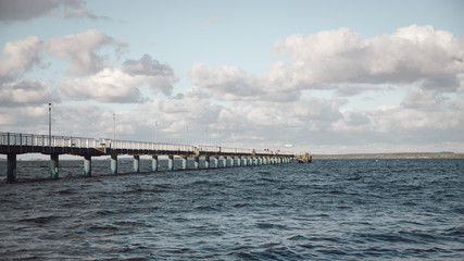 Fototapeta na wymiar view of suspension bridge over sea